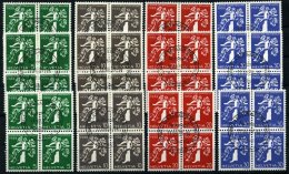 SCHWEIZ BUNDESPOST 344-55 VB O, 1939, Landesausstellung In Viererblocks Mit Zentrischen Sonderstempeln, Prachtsatz (12 W - Usados