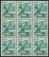 SCHWEIZ BUNDESPOST 298yDPIII **, 1936, 5 C. Bläulichgrün, Glatter Gummi, Doppelprägung Im Gesamten Marken - Gebraucht