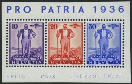 SCHWEIZ BUNDESPOST A294-96 **, 1936, Pro Patria, Prachtstreifen, Mi. 52.- - Usados