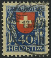 SCHWEIZ BUNDESPOST 174 O, 1921, 40 C. Pro Juventute, Pracht, Mi. 75.- - Usados