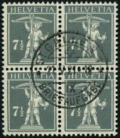 SCHWEIZ BUNDESPOST 138xIII VB O, 1915, 13 C. Dunkelgrauoliv Auf Mattgelblichorange, Type III, Im Zentrisch Gestempelten - Gebraucht