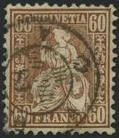 SCHWEIZ BUNDESPOST 27 O, 1863, 60 C. Rötlichbronze, Pracht, Mi. 160.- - Gebraucht