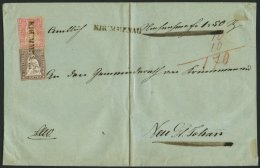 SCHWEIZ BUNDESPOST 13/15IIBym BRIEF, 1859, 5 Rp. Graubraun (allseits Vollrandig) Mit 15 Rp. Rosa (dreiseitig Vollrandig) - Briefe U. Dokumente