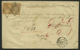 SCHWEIZ BUNDESPOST 13,16IIAym BRIEF, 1856, 20 Rp. Graubraun, Vollrandig! Mit 5 Rp. Gelborange (leicht Berührt), Ber - Cartas & Documentos