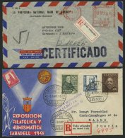 SAMMLUNGEN, LOTS 1948/63, R-Zettel Fran Utlandet Auf 3 Dekorativen Belegen Aus Spanien Und Ecuador, Fast Nur Pracht - Collections