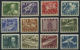 SCHWEDEN 227-38 *, 1936, 300 Jahre Post, Falzrest, Prachtsatz (12 Werte) - Gebraucht