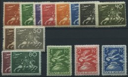 SCHWEDEN 159-73 *, 1924, UPU, Falzrest, üblich Gezähnter Prachtsatz, Facit 5500.- Skr. - Used Stamps