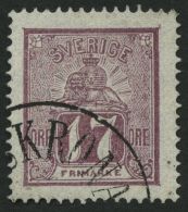 SCHWEDEN 15a O, 1866, 17 Ö. Rotlila, Pracht, Fotoattest Obermüller, Mi. 140.- - Oblitérés