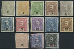 PORTUGAL 124-37 *, 1895, König Carlos I, Falzreste, 13 Werte (ohne Mi.Nr. 129), üblich Gezähnt Pracht, Mi - Usado