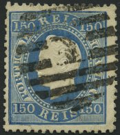 PORTUGAL 43xB O, 1876, 150 R. Mattblau, Gezähnt 121/2, üblich Gezähnt Pracht, Signiert Gebrüder Senf - Gebraucht