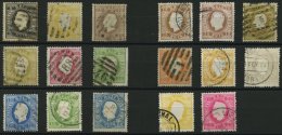 PORTUGAL A. 34-49,60 O, 1870-84, 17 Verschiedene Werte Wertbänder In Türbogenform, Feinst/Pracht, Mi. 712.- - Used Stamps