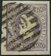 PORTUGAL 23 O, 1867, 100 R. Dunkellila, Nummernstempel 159, Kabinett, Signiert Zumstein, Mi. (140.-) - Oblitérés