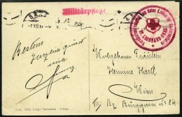 FELDPOST 1917, Ansichtskarte Mit Rotem L1 MILITÄRPLEFGE Und Rotem K1 VEREINSRESERVESPITAL VOM ROTEN KREUZ FÜR - Other & Unclassified