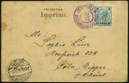 POST IN DER LEVANTE 21 BRIEF, 1898, 10 Pa. Auf 3 Kr. Blaugrün/schwarz, Ansichtskarte Von JERUSALEM Nach Köln, - Oriente Austriaco