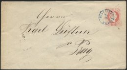 GANZSACHEN U 55 BRIEF, 1872, 5 Kr. Rot Mit Blauem Fingerhutstempel BISTRITZ BOEHMEN, Pracht - Andere & Zonder Classificatie