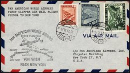 STERREICH 739,757,769I BRIEF, 17.6.1946, 4, 40 G. Und 3 S. Landschaften Auf PAA-Erstflug WIEN-NEW YORK Mit Lockheed Cons - Gebraucht