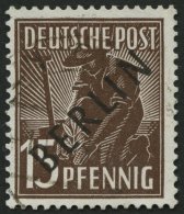 BERLIN 6 O, 1948, 15 Pf. Schwarzaufdruck, Pracht, Gepr. Lippschütz, Mi. 80.- - Sonstige & Ohne Zuordnung