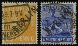 BERLIN 10,13 O, 1948, 25 Und 50 Pf. Schwarzaufdruck, 2 Prachtwerte, Gepr. Schlegel, Mi. 90.- - Autres & Non Classés