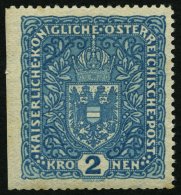 STERREICH 204Ul *, 1917, 2 Kr. Preußischblau, Links Ungezähnt, Falzreste, Feinst (links Kleine Randkerbe), Mi - Gebraucht