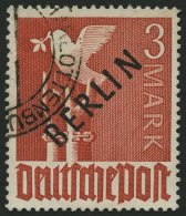 BERLIN 19 O, 1948, 3 M. Schwarzaufdruck, üblich Gezähnt Pracht, Gepr. Schlegel, Mi. 700.- - Otros & Sin Clasificación