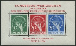 BERLIN Bl. 1I **, 1949, Block Währungsgeschädigte Mit Abart Schraffierungsstrich In Der Opferschale, Format (1 - Oblitérés
