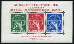 BERLIN Bl. 1II **, 1949, Block Währungsgeschädigte, Beide Abarten, Pracht, R!, Mi. 2500.- - Usados