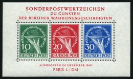 BERLIN Bl. 1II **, 1949, Block Währungsgeschädigte, Beide Abarten, Pracht, R!, Mi. 2500.- - Oblitérés