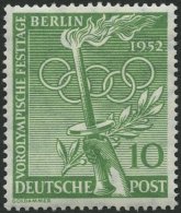 BERLIN 89y *, 1952, 10 Pf. Vorolympische Festtage, Waagerechte Gummiriffelung, Falzrest, Pracht, Mi. 100.- - Usados