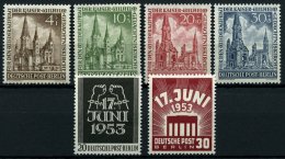 BERLIN 106-11 **, 1953, Gedächtniskirche, 17. Juni, 2 Prachtsätze, Mi. 75.- - Gebraucht