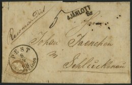 STERREICH 39I BRIEF, 1868, 15 Kr. Braun, Grober Druck, Auf Reco-Brief Mit Ungarischem K1 PEST LIROTVAROS Nach Schluckena - Usados