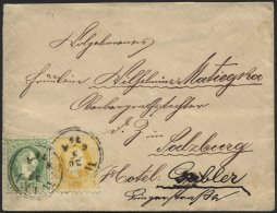 STERREICH 35/6I BRIEF, 1874, 2 Kr. Gelb Und 3 Kr. Grün, Grober Druck, Auf Brief Von WIEN Nach Salzburg, Pracht - Gebraucht