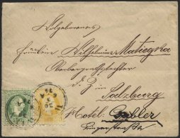 STERREICH 35/6I BRIEF, 1874, 2 Kr. Gelb Und 3 Kr. Grün, Grober Druck, Auf Brief Von WIEN Nach Salzburg, Pracht - Usados