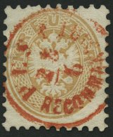 STERREICH 34 O, 1863, 15 Kr. Braun, Roter K1 PESTH RECOMMANDIRT, Pracht - Sonstige & Ohne Zuordnung