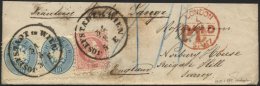 STERREICH 33 Paar,37I BRIEF, 1867, Mischfrankatur: 10 Kr. Blau Im Waagerechten Paar Und 5 Kr. Karmin Auf Brief (oben Etw - Gebraucht