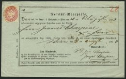 STERREICH 32 BRIEF, 1864, 5 Kr. Rosa Mit Rotem Recommandirt-Stempel Auf Retour-Recepisse Aus Wien, Pracht - Sonstige & Ohne Zuordnung