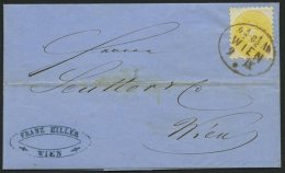 STERREICH 30 BRIEF, 1864, 2 Kr. Gelb, Prachtstück Auf Ortsbrief (waagerechter Reg.-bug), Mit Ovalstempel WIEN - Sonstige & Ohne Zuordnung
