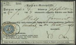 STERREICH 27 BRIEF, 1864, 10 Kr. Blau Auf Retour-Recepisse Mit Ovalstempel JOSEPHSTADT RECOMMANDIRT, Pracht - Gebraucht