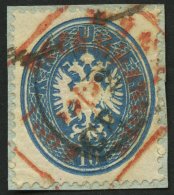 STERREICH 27 BrfStk, 1863, 10 Kr. Blau Mit Halbkreisstempel GRAZ (Klein 8438) Und Rotem Recommandirt, Pracht - Sonstige & Ohne Zuordnung