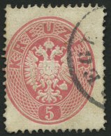 STERREICH 26 O, 1863, 5 Kr. Rosa, 17 Zähne Hoch, Pracht - Otros & Sin Clasificación