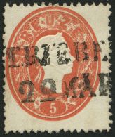 STERREICH 20 O, 1860, 5 Kr. Rot, L2 TRIEBE, Pracht - Otros & Sin Clasificación