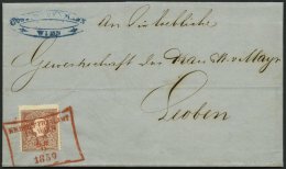 STERREICH 14II BRIEF, 1859, 10 Kr. Braun, Type II, Auf Brief Mit Rotem R5 K.K. BRIEF-FILIALAMT IN WIEN Nach Leoben, Prac - Gebraucht