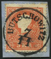 STERREICH 13I BrfStk, 1858, 5 Kr. Rot, Type I, Zentrischer K1 BUTSCHOWITZ, Prachtbriefstück - Sonstige & Ohne Zuordnung
