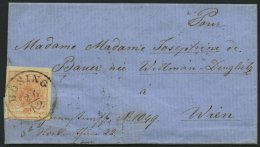 STERREICH 3X BRIEF, 1851, 3 Kr. Rot, Handpapier, Mit Ungarischem K1 BÖSING Auf Kleinem Brief Nach Wien, Pracht - Sonstige & Ohne Zuordnung