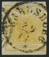 STERREICH 1Xa O, 1850, 1 Kr. Gelb, Handpapier, Type Ia, K1 KARLSBURG, Pracht - Other & Unclassified