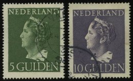 NIEDERLANDE 455/6 O, 1946, 5 Und 10 G. Königin Wilhelmina, 2 Prachtwerte, Mi. 76.- - Otros & Sin Clasificación