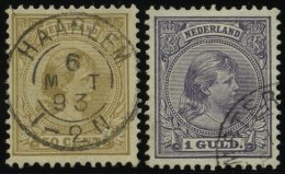 NIEDERLANDE 43a,44 O, 1891, 50 C. Olivbraun Und 1 G. Blauviolett, 2 Prachtwerte, Mi. 105.- - Autres & Non Classés