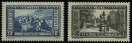 MONACO 135/6 *, 1933, 10 Und 20 Fr. Bauwerke, Falzreste, 20 Fr. Waagerechte Bugspur Sonst Pracht - Other & Unclassified