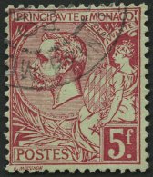 MONACO 21a O, 1891, 5 Fr. Karmin Auf Grünlich, Pracht, Mi. 170.- - Otros & Sin Clasificación