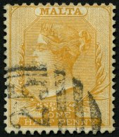 MALTA 3b O, 1884, 1/2 P. Rotorange, Pracht, Mi. 70.- - Malte