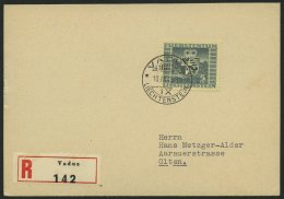 LIECHTENSTEIN 243 BRIEF, 1945, 5 Fr. Wappen Auf Einschreibbrief Nach Olten Mit Ankunftsstempel, Marke Pracht - Otros & Sin Clasificación
